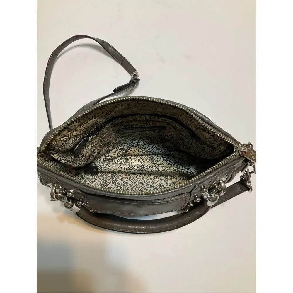 Rebecca Minkoff Leather Shoulder Bag, grey with Silver hardware. Heavy!